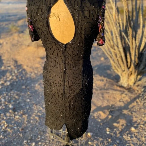 Vintage 80’s AP. LTD beaded silk cocktail dress 👗 - Picture 5 of 8